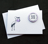 New Arrival (plum) - Handcrafted New Baby Card - dr18-0016
